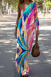 Heididress One Shoulder Long Sleeve Tie Dye Maxi Holiday Dress