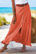 Heididress Button Down Cotton Linen A-line Maxi Skirt