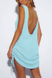 Heididress Backless Side Drawstring Knit Cover Up Dress