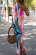 Heididress One Shoulder Long Sleeve Tie Dye Maxi Holiday Dress