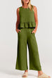 Heididress Crewneck Ruffle Tank Top Wide Leg Pockets Pants Set