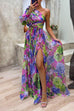 Heididress One Shoulder High Slit Waisted Floral Maxi Party Dress