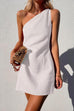 Heididress One Shoulder Solid Cotton Linen Mini Dress