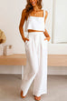 Heididress Square Collar Cami Crop Top Wide Leg Pants Cotton Linen Set