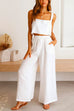 Heididress Square Collar Cami Crop Top Wide Leg Pants Cotton Linen Set