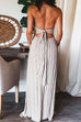 Heididress Halter Tie Knot Backless Ruched Swing Maxi Vacation Dress