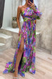 Heididress One Shoulder High Slit Waisted Floral Maxi Party Dress