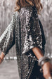 Heididress 3/4 Sleeves Open Front Sequin Shinny Midi Cardigan