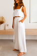 Heididress Square Collar Cami Crop Top Wide Leg Pants Cotton Linen Set