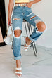 Heididress Ripped Cut Out Straight Leg Jeans