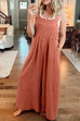 Heididress Buttons Pockets Wide Leg Palazzo Overalls