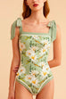 Heididress Bow Shoulder Floral Print One-piece Swimsuit