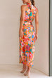 Heididress Tie Back Halter Sleeveless Waisted Maxi Floral Dress