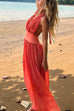 Heididress Deep V Neck Halter Backless Flowy Maxi Party Dress