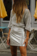 Heididress Solid Faux Leather Glitter Mini Skirt