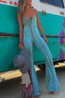 Heididress Lace Up Bell Bottoms Tie Dye Cami Jumpsuit