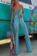 Heididress Lace Up Bell Bottoms Tie Dye Cami Jumpsuit