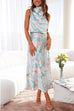 Heididress Irregular Tie Neck Waisted Floral Printed Maxi Satin Dress