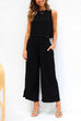 Heididress Buttons Tank Top and Pockets Wide Leg Crop Pants Set