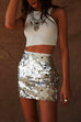 Heididress Elastic Waist Sequin Bodycon Mini Skirt