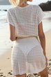 Heididress Short Sleeves Hollow Out Waisted Beach Cover Up Dress