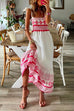 Heididress Smocked Tie Shoulder Printed Ruffle Maxi Cami Dress