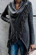 Heididress Cowl Neck Side Button Tassel Sweater