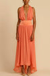 Heididress Deep V Neck Halter Backless Flowy Maxi Party Dress