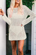 Heididress Long Sleeves Hollow Out Crochet Beach Cover Up Dress