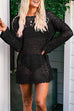 Heididress Long Sleeves Hollow Out Crochet Beach Cover Up Dress