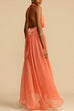 Heididress Deep V Neck Halter Backless Flowy Maxi Party Dress