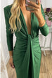 Heididress Deep V Neck Ruched Slit Maxi Bodycon Dress