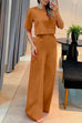 Heididress Crewneck Short Sleeve Crop Top Wide Leg Palazzo Pants Outfits Set