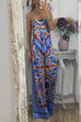 Heididress Tie Back Irregular Cami Top Wide leg Pants Printed Set