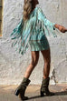 Heididress Tie Dye Long Sleeves Tassle Mini Dress