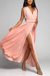 Heididress V Neck Sleeveless Back Criss Cross High Slit Maxi Party Dress