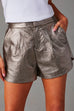 Heididress Side Split Pocketed Faux Leather Shorts