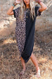 Heididress Curve Hem Side Split Leopard Splice Long Dress