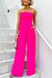 Strapless Ruched Tube Pocketed Wide Leg Jumpsuit