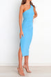 Heididress One Shoulder Sleeveless Side Split Ruched Midi Dress