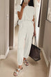 Heididress Short Sleeves Ribbed Knit Pullover Ruched Harem Pants Set