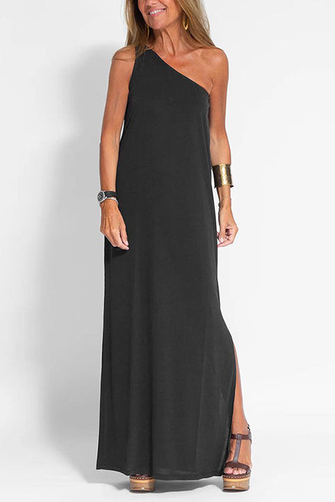 Heididress Sleeveless One Shoulder Side Split Maxi Dress