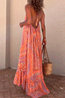 Heididress Halter Backless Printed Maxi Ruffle Swing Dress